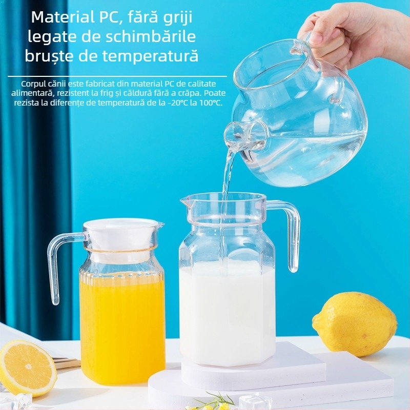 Carafă din acril cu dungi, carafă din plastic pentru apă rece, design octagonal, pentru ceai și băuturi, rezistentă la temperaturi înalte