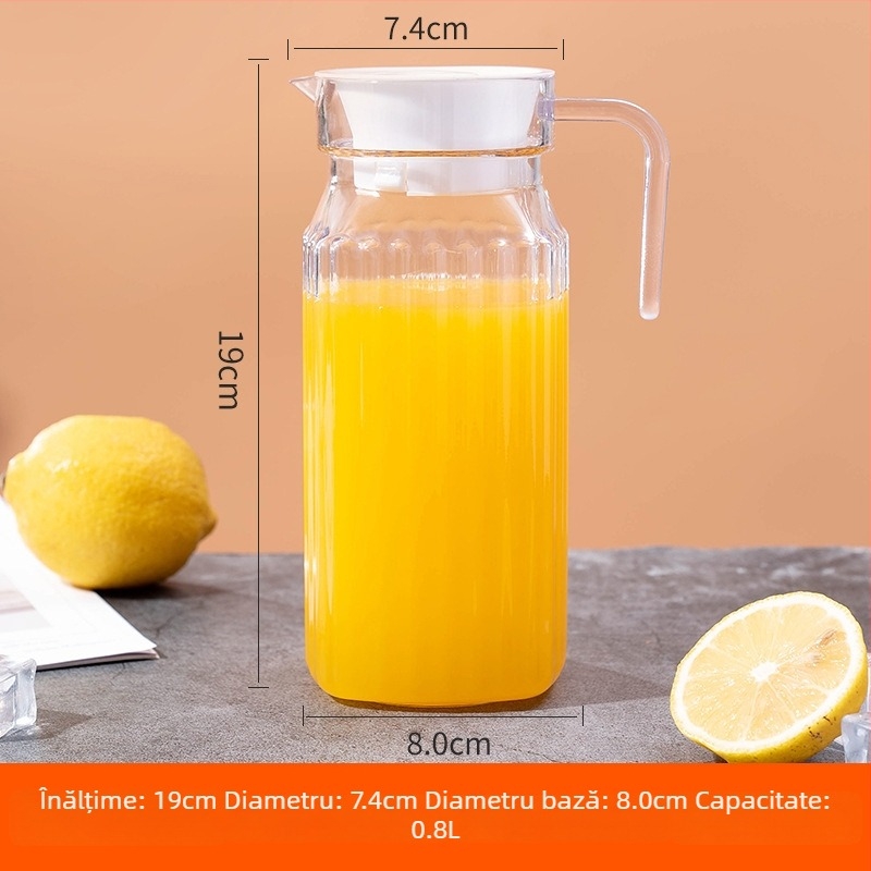 Carafă din acril cu dungi, carafă din plastic pentru apă rece, design octagonal, pentru ceai și băuturi, rezistentă la temperaturi înalte