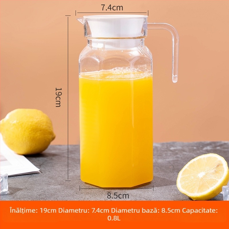 Carafă din acril cu dungi, carafă din plastic pentru apă rece, design octagonal, pentru ceai și băuturi, rezistentă la temperaturi înalte