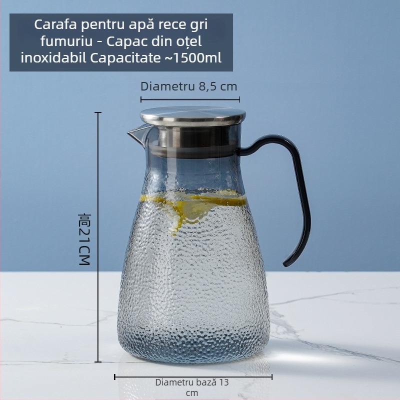 Carafă din acril cu dungi, carafă din plastic pentru apă rece, design octagonal, pentru ceai și băuturi, rezistentă la temperaturi înalte