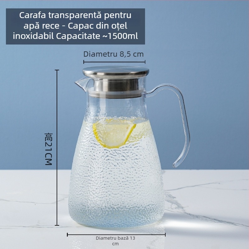 Carafă din acril cu dungi, carafă din plastic pentru apă rece, design octagonal, pentru ceai și băuturi, rezistentă la temperaturi înalte