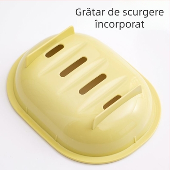 Recipient oval dublu pentru săpun cu drenaj, culoare simplă, pentru baie și cămin studențesc