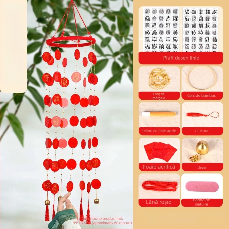 Clopoțel de vânt cu o sută binecuvântări – DIY binecuvântări scrise de mână, pandantiv creativ, kit cu materiale