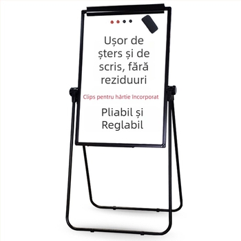 Tablă magnetică pentru copii, cu suprafață albă, dublă față, pe suport în formă de U
