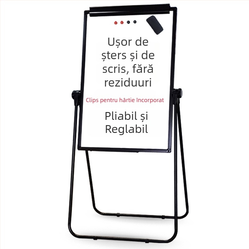 Tablă magnetică pentru copii, cu suprafață albă, dublă față, pe suport în formă de U