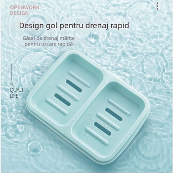 Recipient mare pentru săpun cu două compartimente, capac și drenaj, impermeabil pentru baie și cămin