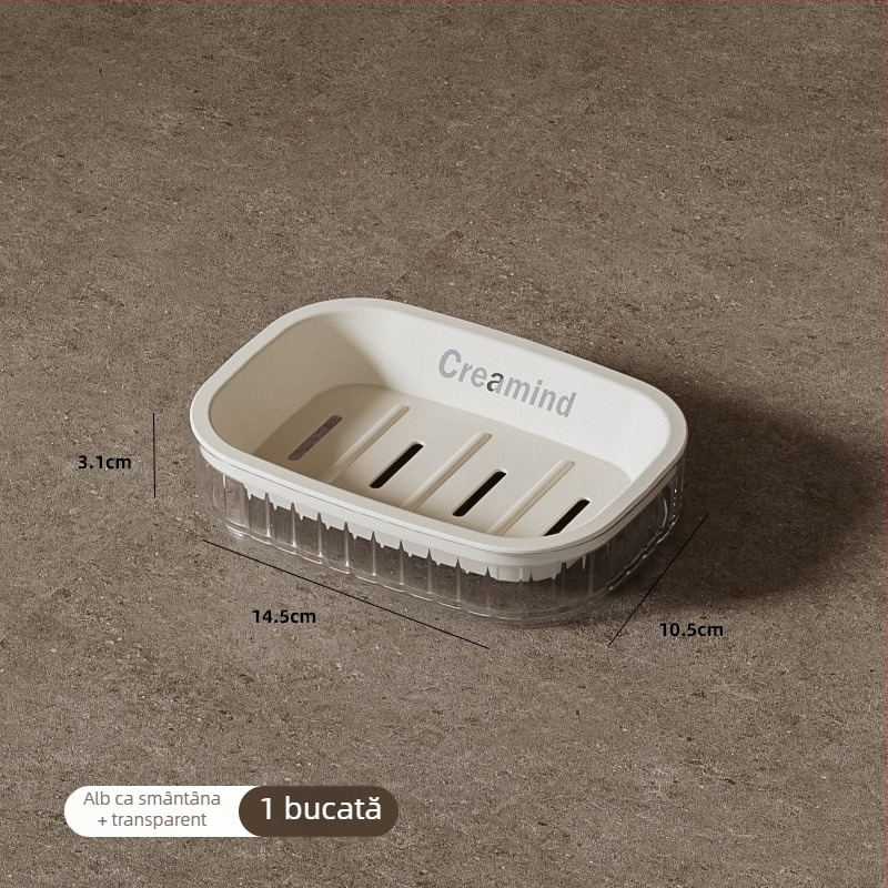 Săpunieră dublă pentru baie, cu drenaj, stil crem, fără găuri, fără acumulare de apă, din plastic