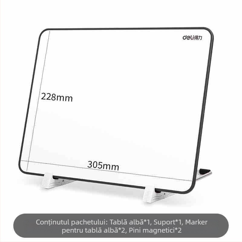 Deli MB134/135 Tablă albă magnetică de birou cu suport, ștergibilă, cu față dublă