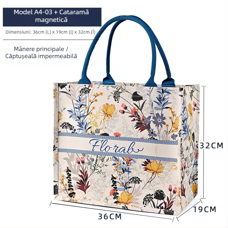 Geantă tote din pânză cu logo personalizat și imprimare