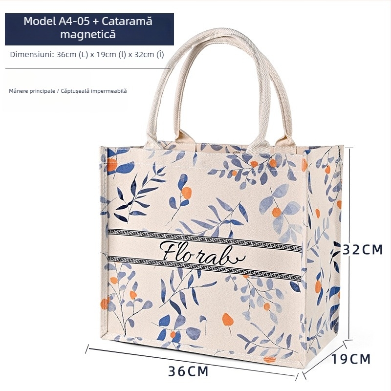 Geantă tote din pânză cu logo personalizat și imprimare