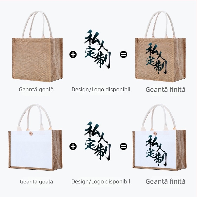 Geantă tote din pânză cu logo personalizat și imprimare