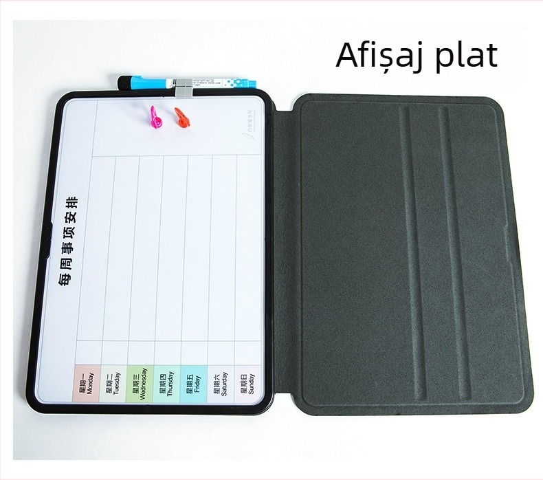 Funi tablă magnetică de birou din piele, pliabilă, cu două fețe, albă, 21,5 × 30,5 cm