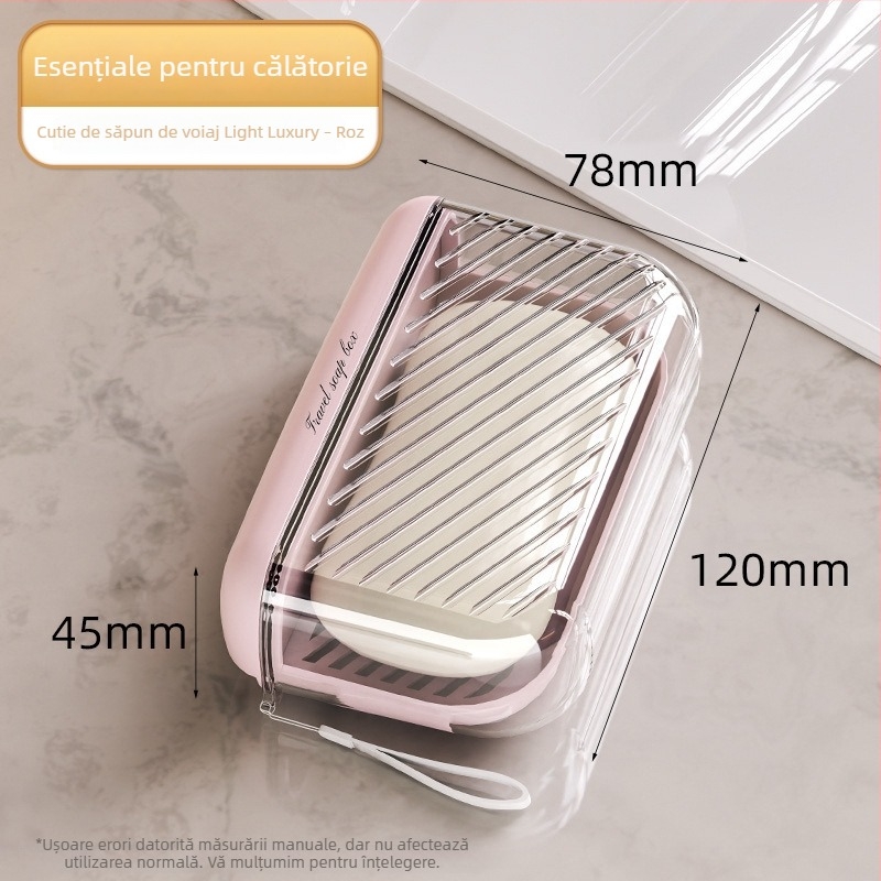 Cutie de săpun portabilă de lux pentru călătorii, recipient transparent cu două compartimente sigilate, cu capac și drenaj