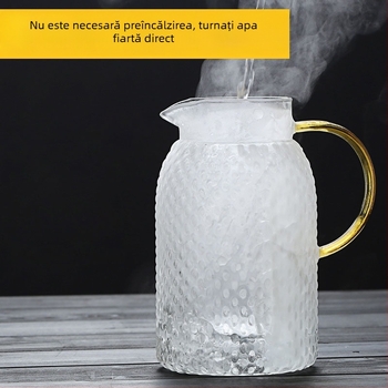 Cană de sticlă pentru apă rece, model ciocan, capacitate mare, textură boabe de orez, sticlă borosilikată înaltă, cană pentru sucuri