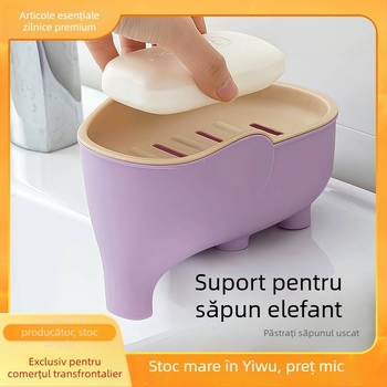 Suport pentru săpun de baie cu design de elefant, drenaj pe blat