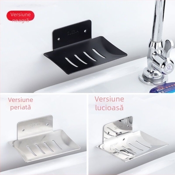 Raft pentru săpun din oțel inoxidabil, montat pe perete, cu tavă de drenaj, baie