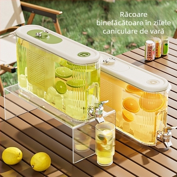 Carafă din plastic pentru apă rece, cu robinet și capac, capacitate mare, rezistentă la temperaturi înalte, pentru ceai de fructe și băuturi