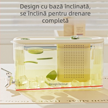 Carafă din plastic pentru apă rece, cu robinet și capac, capacitate mare, rezistentă la temperaturi înalte, pentru ceai de fructe și băuturi