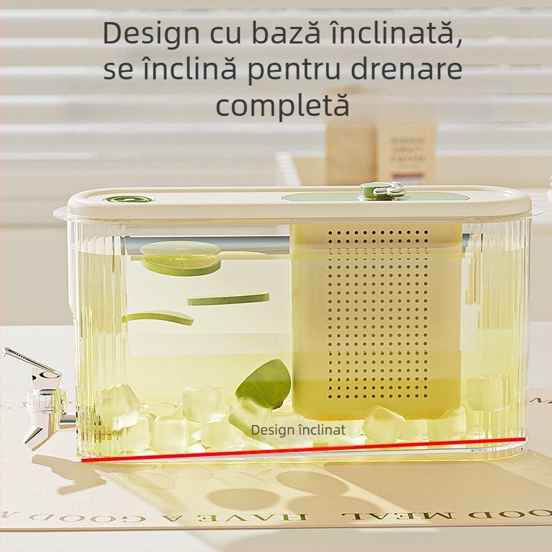 Carafă din plastic pentru apă rece, cu robinet și capac, capacitate mare, rezistentă la temperaturi înalte, pentru ceai de fructe și băuturi
