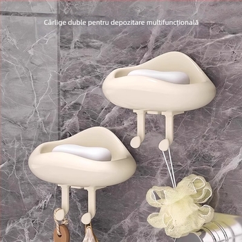 Suport de săpun montat pe perete cu drenaj, fără găuri, pentru baie, design drăguț, cutie mică de săpun, multifuncțională.