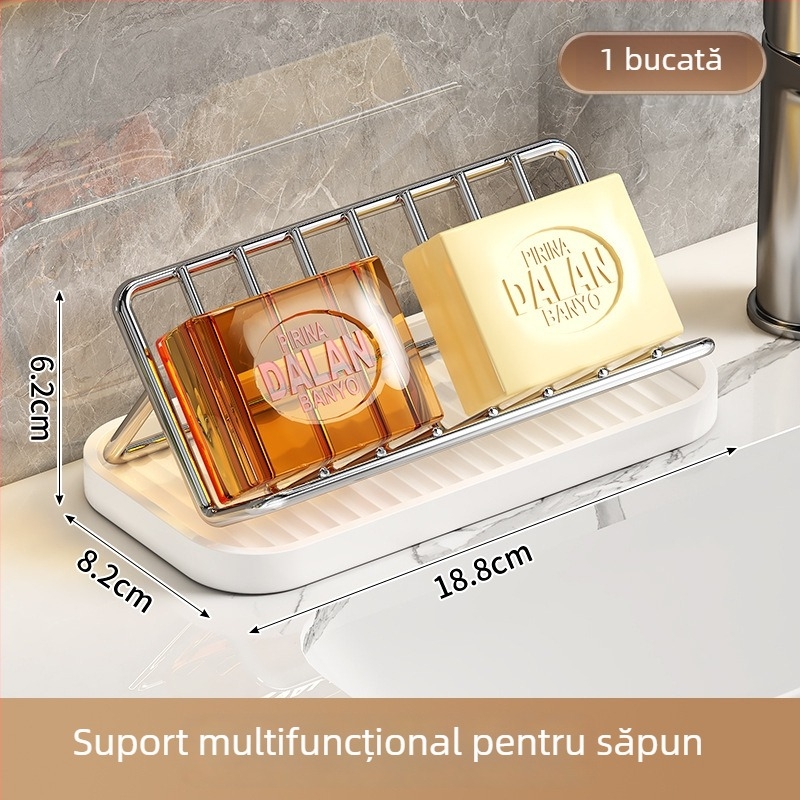 Suport de săpun din oțel inoxidabil pentru uz casnic, suport creativ de scurgere a săpunului pentru blatul din baie