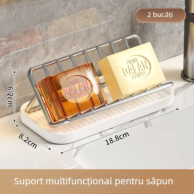 Suport de săpun din oțel inoxidabil pentru uz casnic, suport creativ de scurgere a săpunului pentru blatul din baie