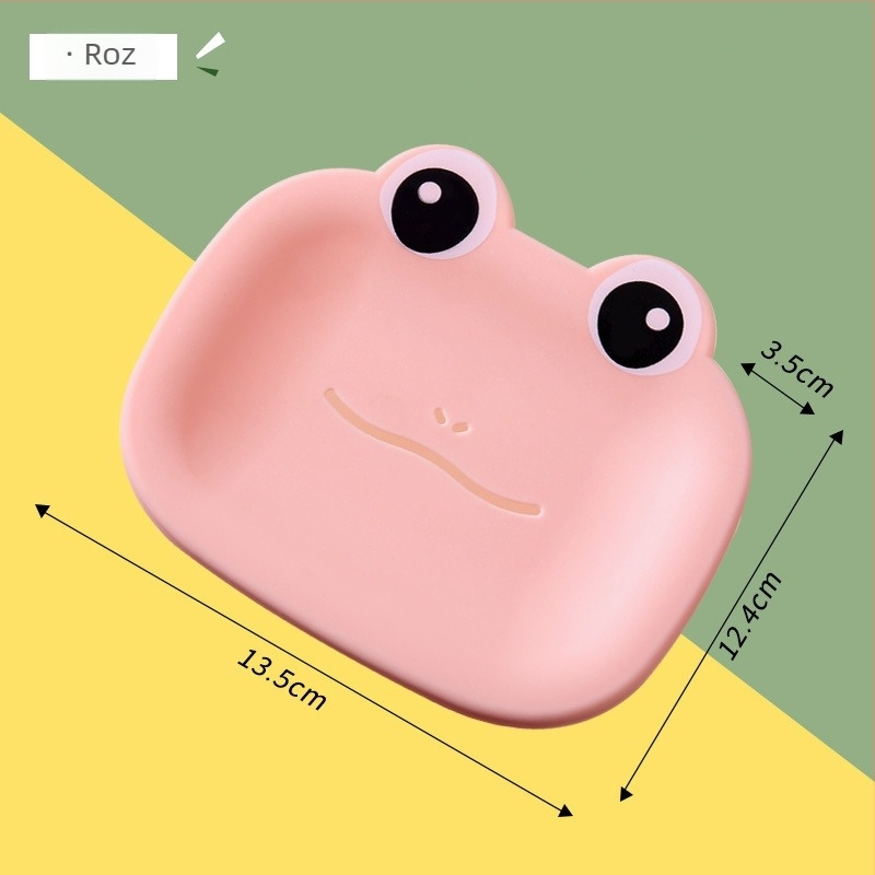 Suport pentru săpun cu broscuță desen animat pentru copii, recipient multifuncțional de scurgere a săpunului, pentru acasă, design drăguț, fără găuri, creativitate personalizată