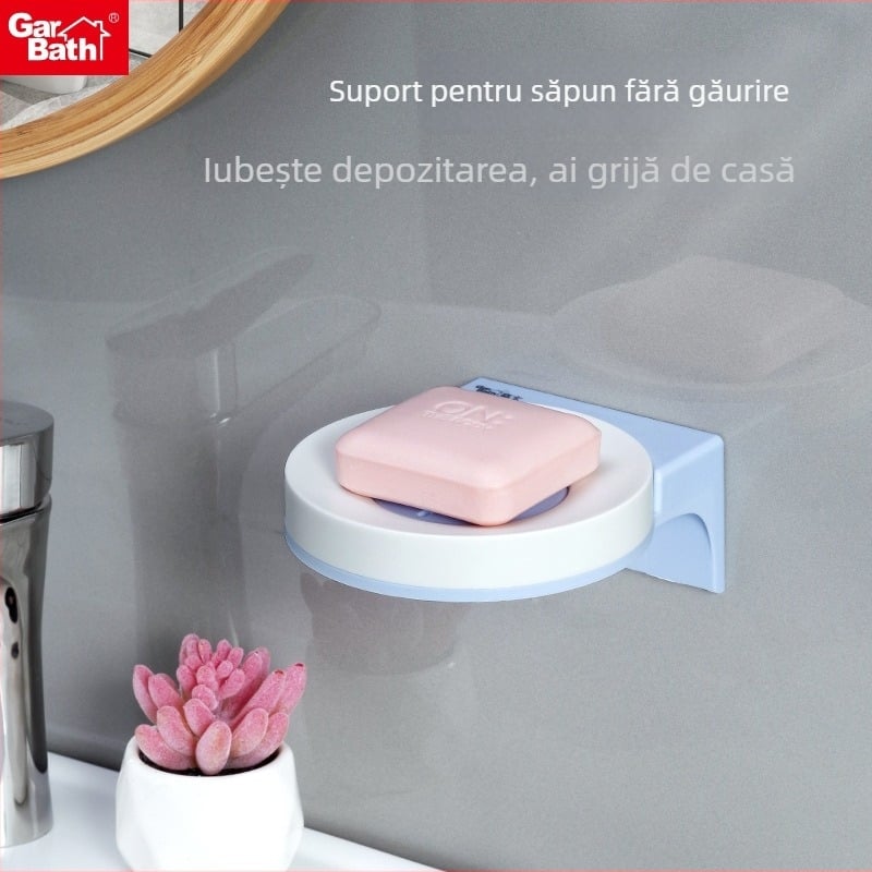 Raft dublu pentru săpun în baie cu drenaj, recipient rotund pentru săpun, design simplu pentru chiuvetă