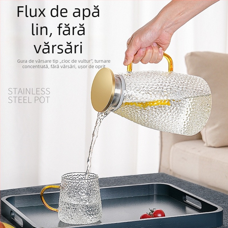 Fierbător din sticlă pentru apă rece, rezistent la temperaturi înalte, capacitate mare, ceainic pentru ceai de fructe, set pentru uz casnic