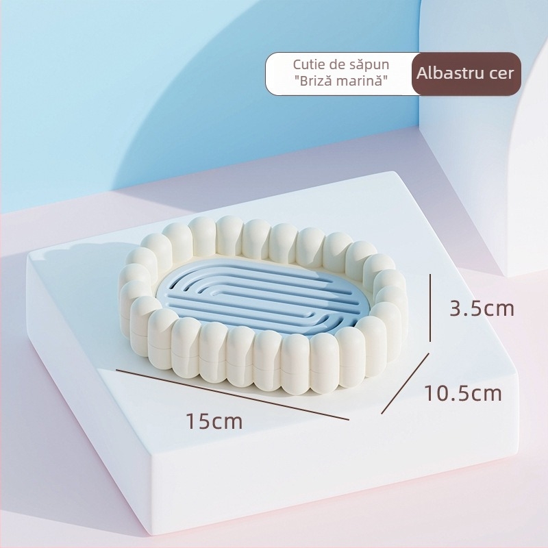 Recipient de săpun din material mat, design premium, cutie de depozitare cu drenaj în două niveluri pentru baie și toaletă