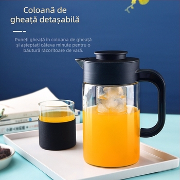Cană de apă rece pentru infuzie de fructe, sticlă borosilicată, rezistentă la temperaturi înalte, capacitate mare