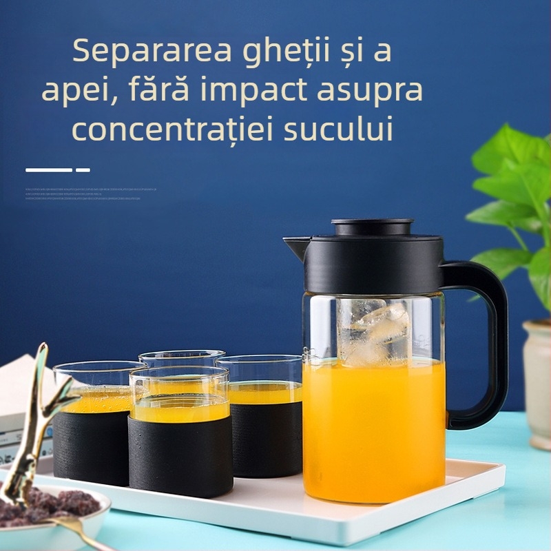 Cană de apă rece pentru infuzie de fructe, sticlă borosilicată, rezistentă la temperaturi înalte, capacitate mare
