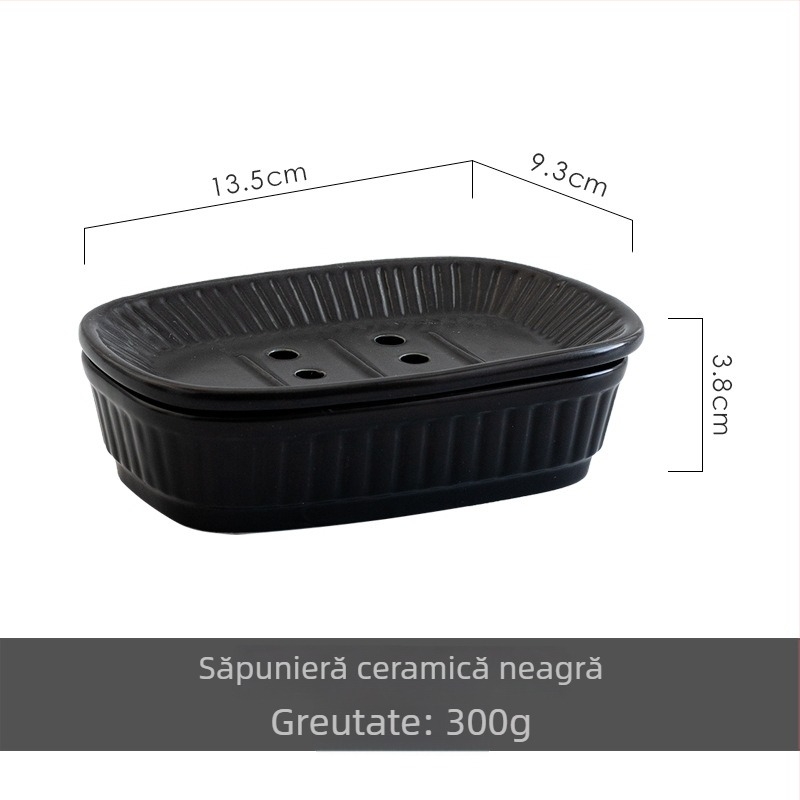 Cutie pentru săpun ceramică, stil nordic minimalist, cu două niveluri și tavă de drenaj