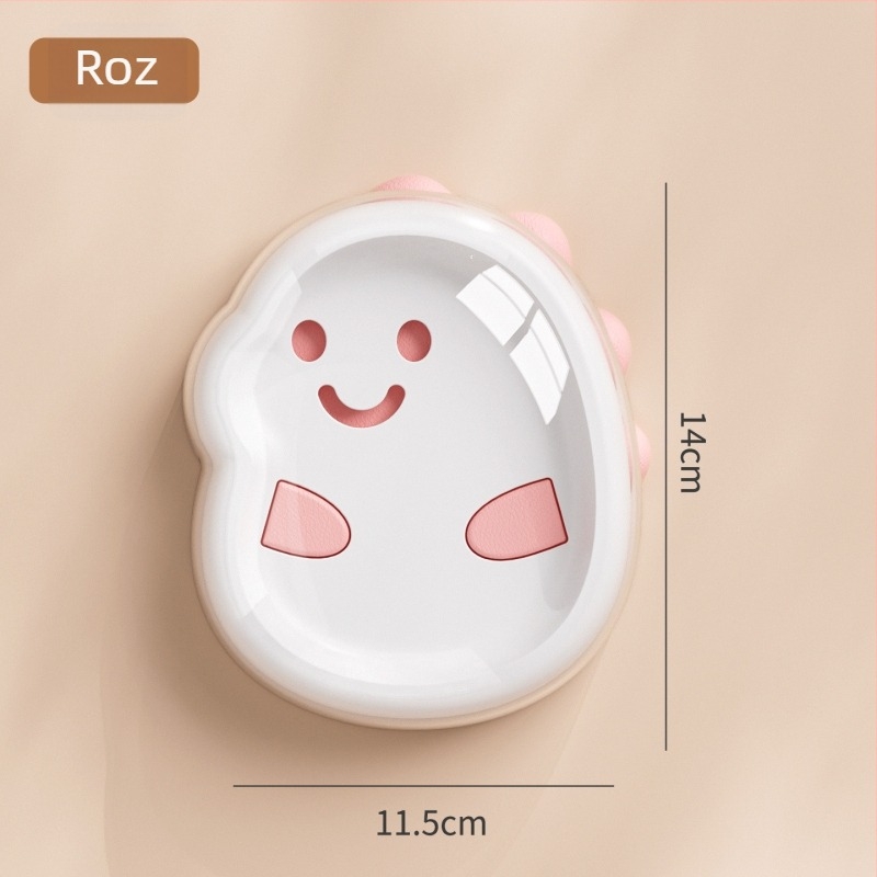 Cutie pentru săpun cu design cartoon, cu două niveluri, capac și drenaj, pentru blat de baie