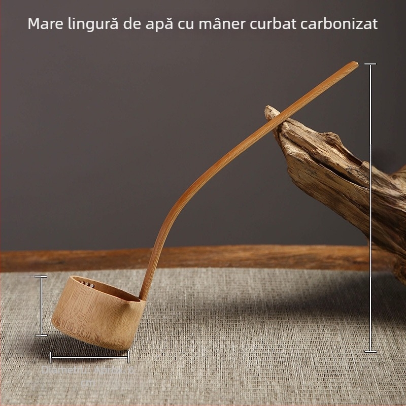 Lingură de ceai din bambus cu mâner lung și lingură de apă pentru ceremonia ceaiului