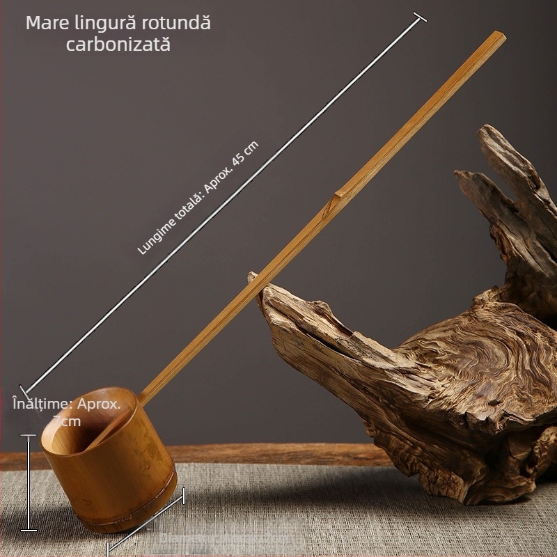 Lingură de ceai din bambus cu mâner lung și lingură de apă pentru ceremonia ceaiului