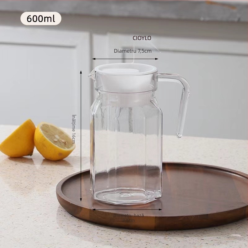 Recipient octagonal din acrilic PC pentru apă rece, transparent, rezistent la temperaturi înalte, capacitate mare pentru sucuri