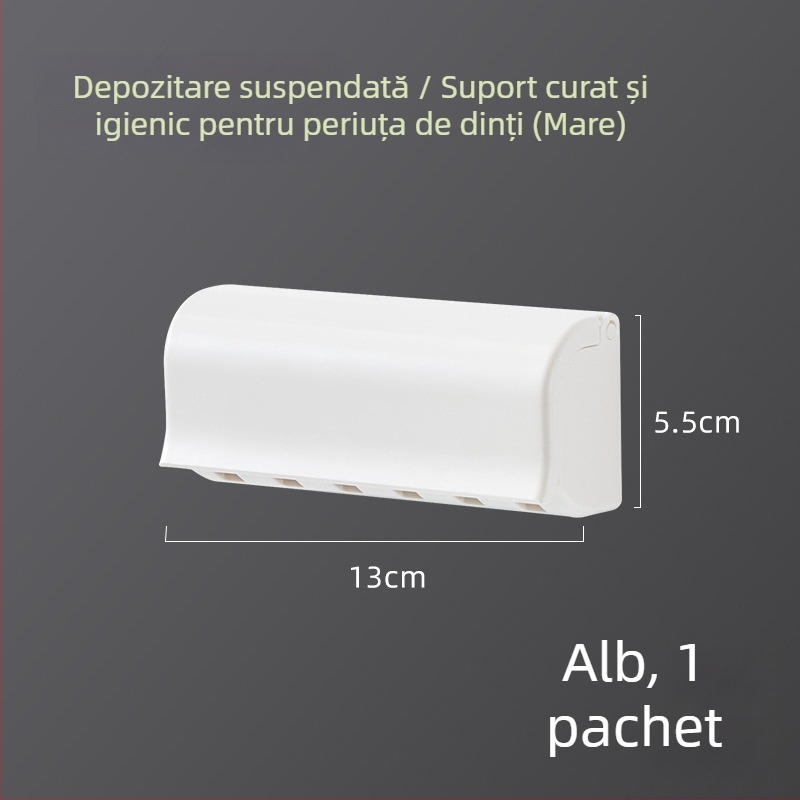 Raft japonez de perete pentru pastă de dinți, montat pe perete, cu clip de prindere pentru pastă de dinți și cleanser facial, baie