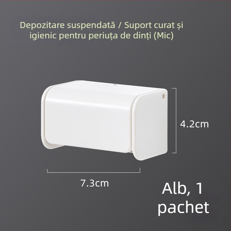 Raft japonez de perete pentru pastă de dinți, montat pe perete, cu clip de prindere pentru pastă de dinți și cleanser facial, baie