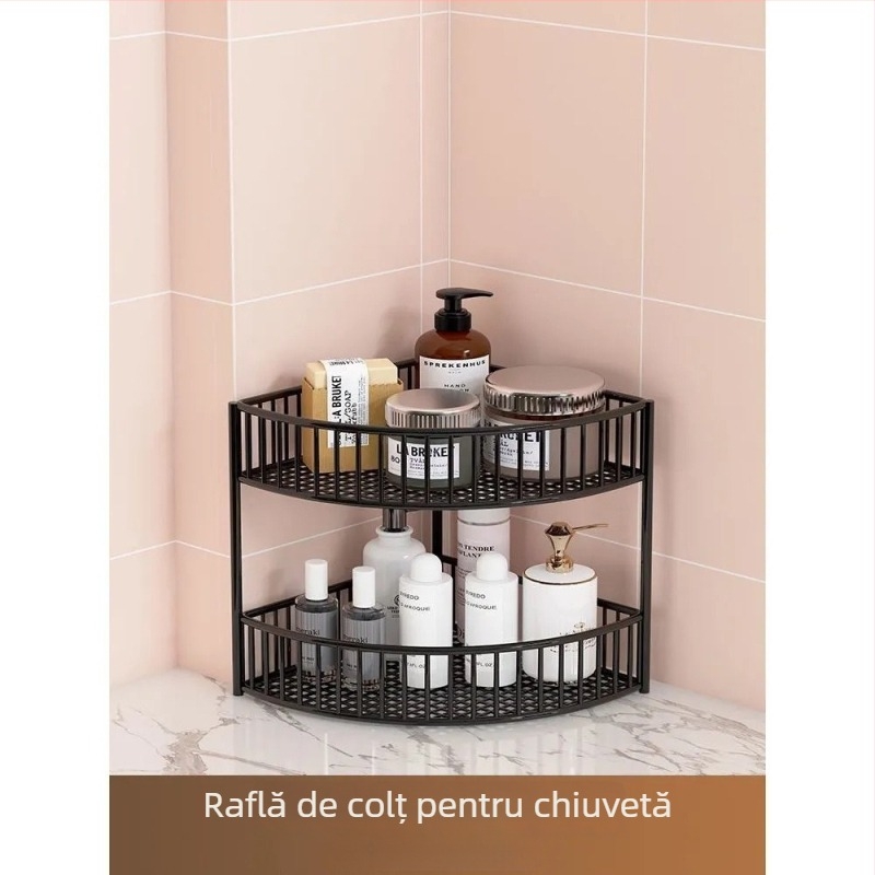 1209 Raft colț cu mai multe etaje, pentru baie, montat pe perete — spațiu de depozitare pentru baie, bucătărie și toaletă