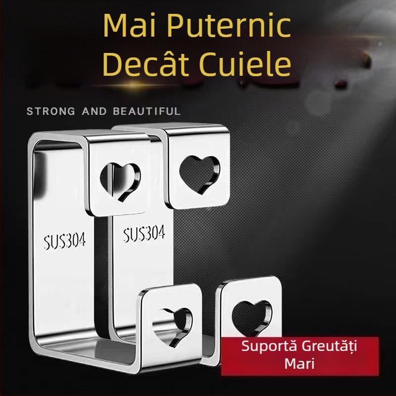 Raft de baie montat pe perete, fără găuri, organizator pentru chiuvetă cu cârlige