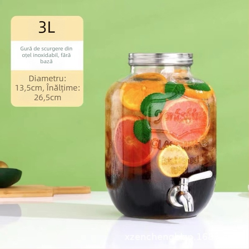 Baril din sticlă pentru băuturi: infuzii, cocktailuri, ceai și sucuri