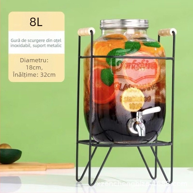 Baril din sticlă pentru băuturi: infuzii, cocktailuri, ceai și sucuri