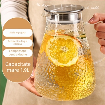Carafă din sticlă pentru apă rece, uz casnic, siguranță alimentară, capacitate mare, rezistentă la temperaturi ridicate, infuzare rece de ceai