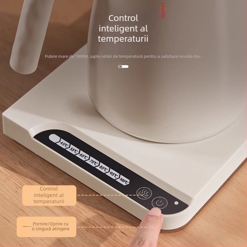 Cană electrică pentru cafea cu gât de lebădă, din oțel inoxidabil 304, control al temperaturii