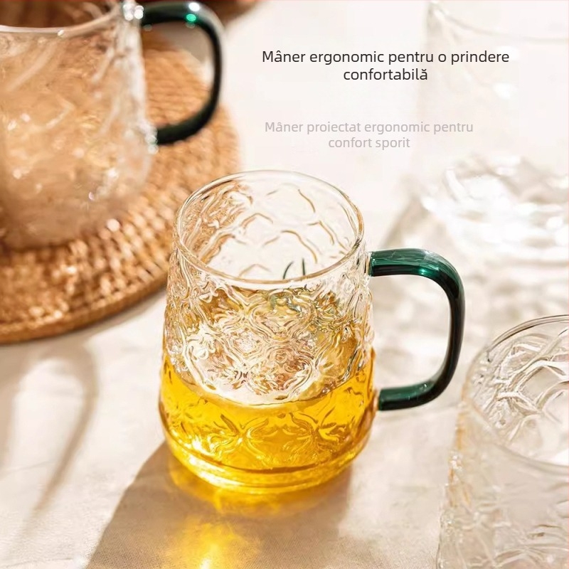 Carafă din sticlă, stil european retro, pentru apă rece și suc, cu motiv begonie, capacitate mare, rezistentă la spargere