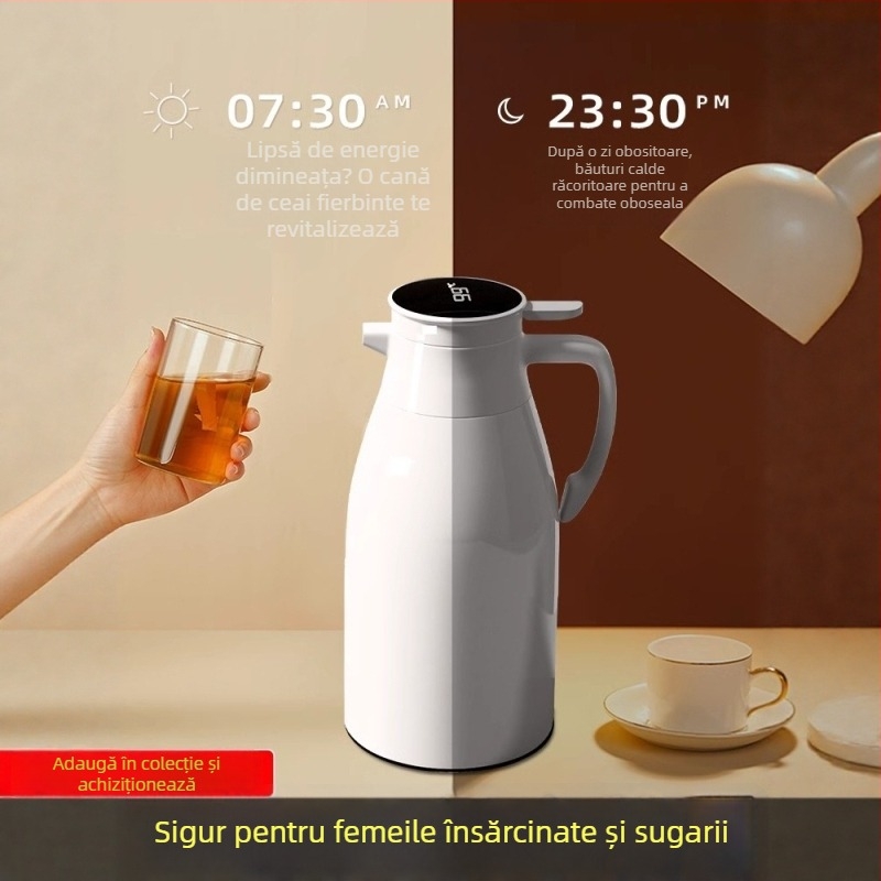 Termos cu capacitate mare pentru uz casnic, cu interior din sticlă