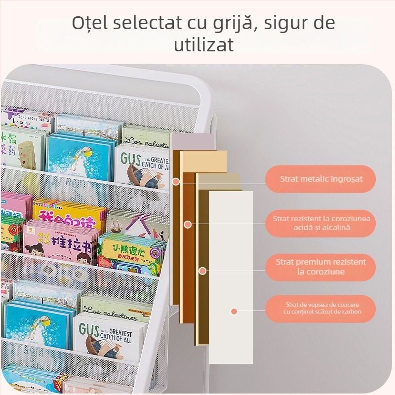 Raft metalic pentru cărți ilustrate pentru copii și reviste, stil simplu modern