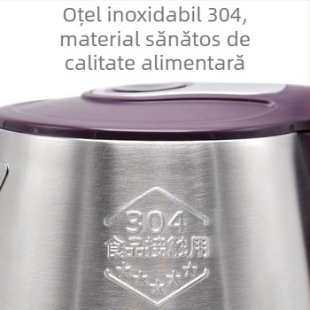 Fierbător electric Longli, 2,5 L, din oțel inoxidabil 304, anti-arsură, întrerupere automată, încălzire rapidă, 1500–2000W, bază 360°