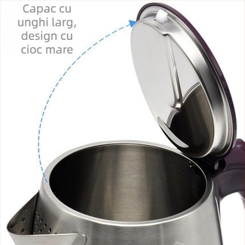 Fierbător electric Longli, 2,5 L, din oțel inoxidabil 304, anti-arsură, întrerupere automată, încălzire rapidă, 1500–2000W, bază 360°